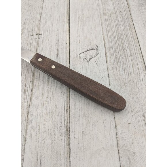 Vintage Slotted Holes Spoon Strainer Stainless Steel Wood Handle 12" - Picture 2 of 6